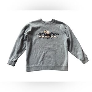 Vintage Croft & Barrow USA Eagle Crewneck Sweatshirt Mens M Gray Embroidered